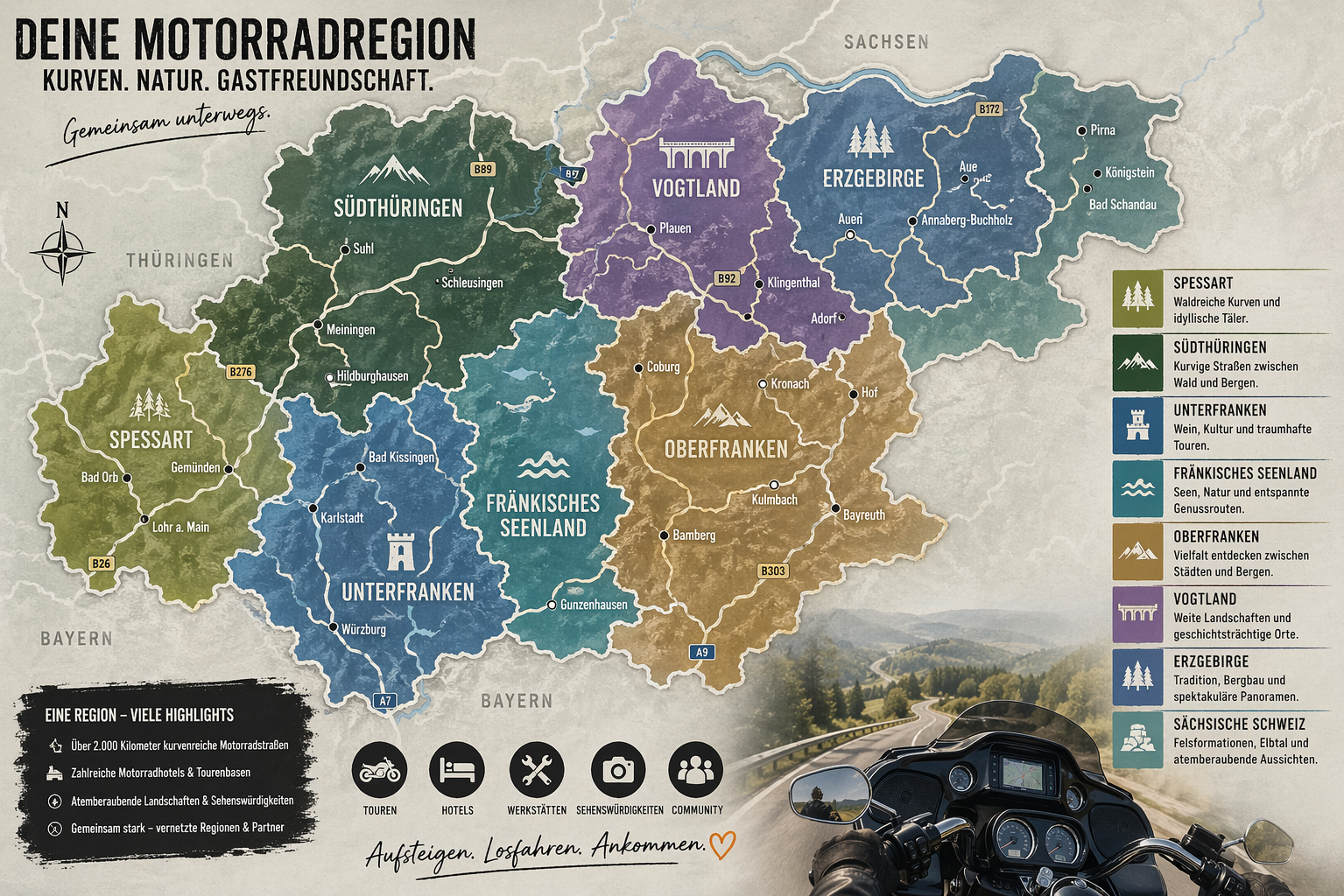 1000KurvenRoute Regionalkarte