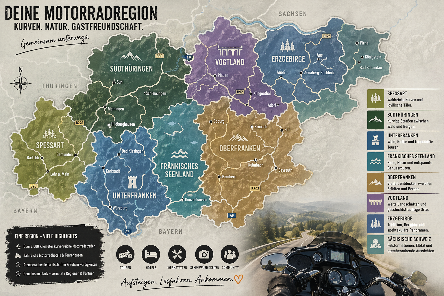 1000KurvenRoute Regionalkarte